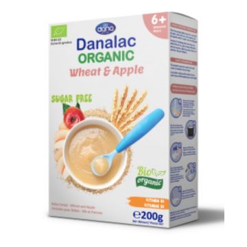 Mancare pentru bebelusi bio Cereale Grau & Mar 6m+ fara zahar, 200g, Danalac