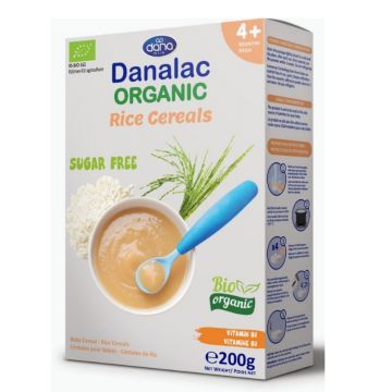 Mancare pentru bebelusi bio Cereale Orez 4m+ fara zahar, 200g, Danalac