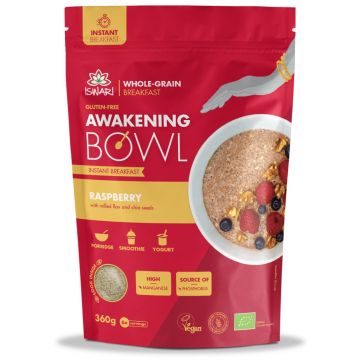 Mic dejun instant bio fara zahar cu zmeura, in si chia, 360g, Iswari