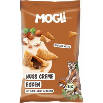 Mini pernute crocante umplute cu crema de cacao si alune (40%) Eco, 30g, Mogli