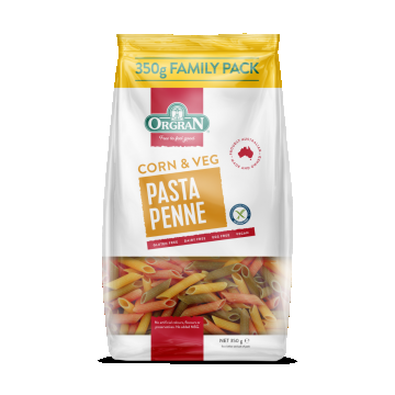 Paste penne din porumb si legume, 350g, Orgran