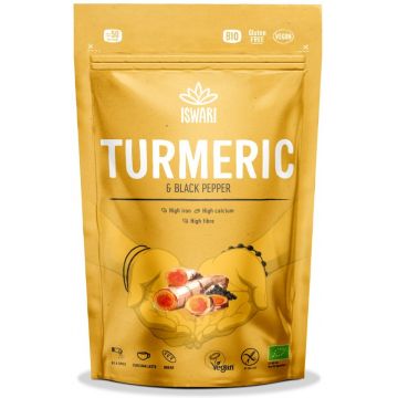 Pulbere functionala bio din turmetic si piper negru, 150g, Iswari