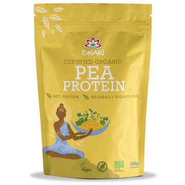 Pulbere proteica bio din mazare 80% proteina, 250g, Iswari