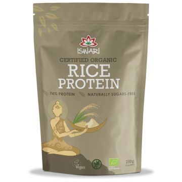 Pulbere proteica bio din orez brun 74% proteina, 250g, Iswari