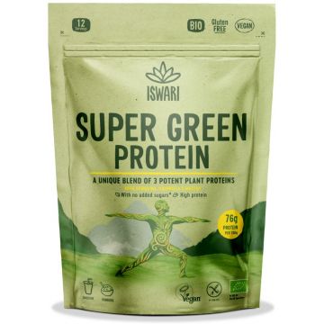 Pulbere proteica si detox bio Super Verde 71.1% proteina, 250g, Iswari