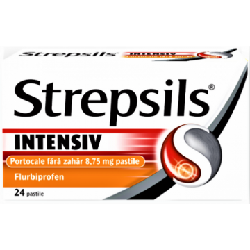 Strepsils Intensiv portocale fara zahar - 24 pastile