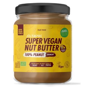 Unt Super Vegan Crocant din arahide bio fara zahar, 500g, Iswari