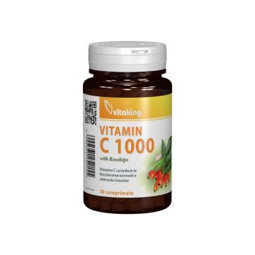 Vitamina C 1000 cu macese, 30 comprimate, Vitaking