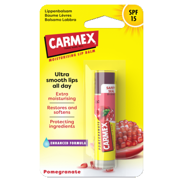 Balsam reparator pentru buze uscate si crapate cu aroma de rodie SPF15, 4.25g, Carmex
