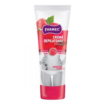 Crema depilatoare cu extract de zmeura Teenager, 150ml, Farmec