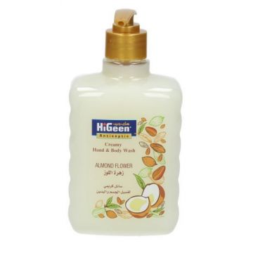 Gel de dus cremos antiseptic pentru maini si corp Almond Flower, 500ml, HiGeen