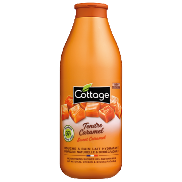 Gel de dus si lapte de baie cu lapte si caramel, 750ml, Cottage