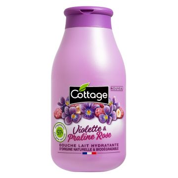 Gel de dus si lapte de baie Violete si Praline Rose, 250ml, Cottage