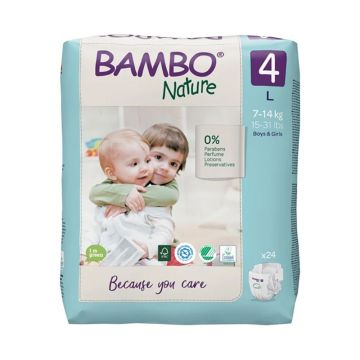 Scutece Eco Friendly Nr. 4, 7-14kg, 24 bucati, Bambo Nature