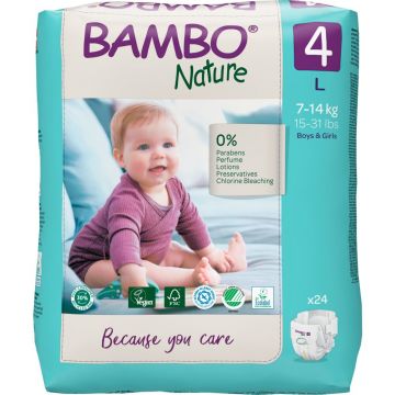 Scutece eco Nr. 4 pentru 7-14 kg, 24 bucati, Bambo Nature