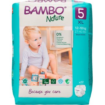 Scutece Ecolabel Nr. 5 pentru 12-18 kg, 22 bucati, Bambo Nature