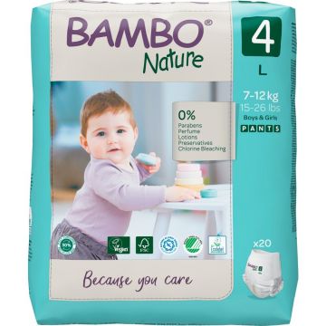 Scutece Ecolabel Pants Nr 4 pentru 7-12kg, 20 bucati, Bambo Nature