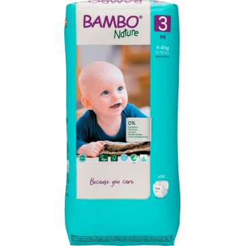Scutece Ecolabel Tall Nr. 3 pentru 4-8 kg, 52 bucati, Bambo Nature