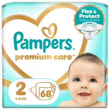 Scutece Premium Care 4-8kg Marimea 2, 68 bucati, Pampers
