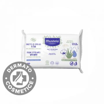 Servetele de bumbac organic cu apa, 60 bucati, Mustela