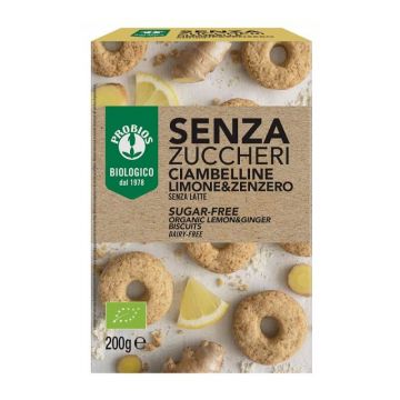 Biscuiti bio fara zahar cu lamaie si ghimbir fara zahar, 200 grame, Probios Biscuiti bio fara zahar cu lamaie si ghimbir fara zahar, 200 grame, Probios