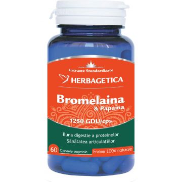 Bromelaina si Papaina, 60 capsule, Herbagetica