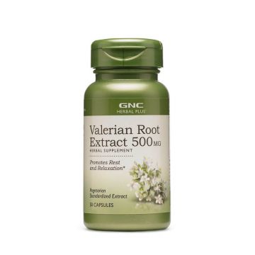 Extract din rădăcina de Valeriană 500 mg Herbal Plus (195312), 50 de capsule, GNC