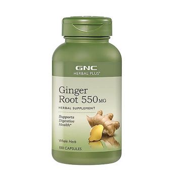 Ghimbir Radacina 550 mg Herbal Plus (197722), 100 capsule, GNC