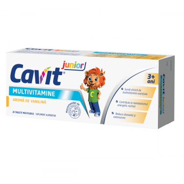 Multivitamine cu aroma de vanilie Cavit junior, 20 tablete masticabile, Biofarm