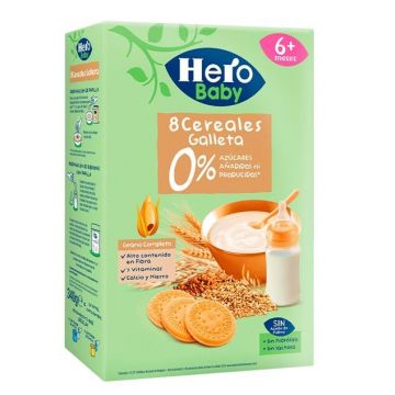 8 Cereale cu biscuiti, +6 luni, 340 gr, Hero Baby