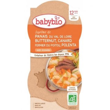 Babybio Meniu Păstârnac, dovleac, mămăliguță și rață 2x200g