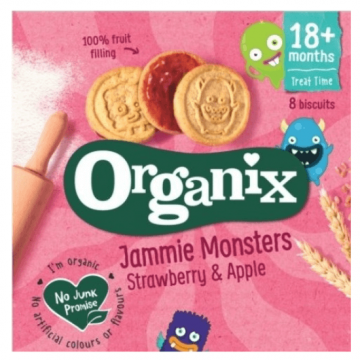 Biscuiti cu gem de capsuni si mere Goodies, 64 gr, Organix