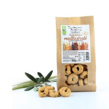 Covrigei Taralli Multicereale cu ulei extra virgin de masline, 200g, Tentazioni Pugliesi