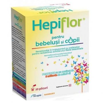 Hepiflor probiotic pentru bebelusi si copii, 10 plicuri, Terapia