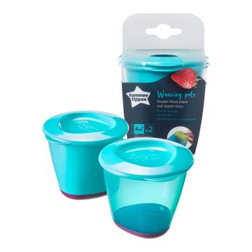 Set de 2 recipente cu capac pentru stocare si hranire, +4 luni, Tommee Tippee