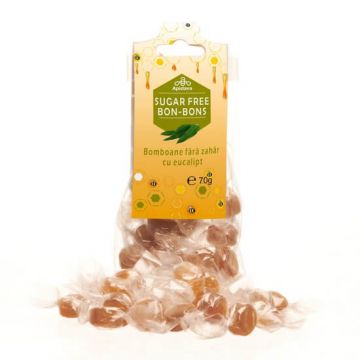 Bomboane fara zahar cu aroma de eucalipt, 70 g, Apidava