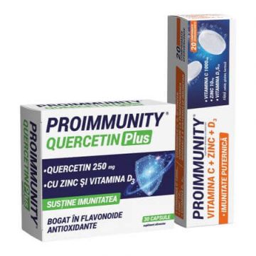 Pachet Proimmunity Quercetin Plus, 30 capsule + Proimmunity, 20 comprimate, Fiterman Pharma