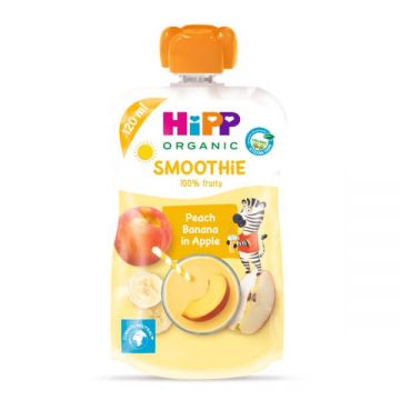 Piure smoothie cu piersica, banana si mar, 120 ml, Hipp