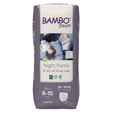 Scutece Pants Girls Dreamy Nights, 8-15 ani, 35-50 kg, 10 bucăți, Bambo  