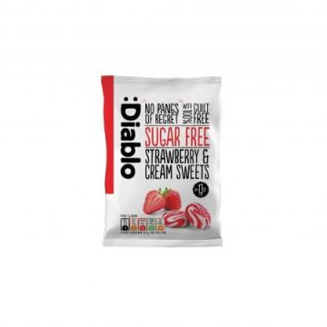 Bomboane fara zahar cu capsuni si frisca, 75 g, Diablo