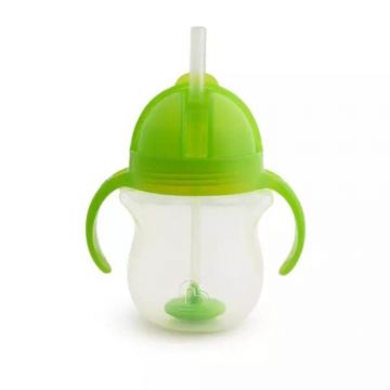Cana cu pai flexibil si manere Any Angle Click Lock, +6 luni, Green, 207 ml, Munchkin