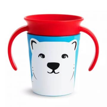 Cana de atrenament cu manere Miracle 360 Wildlove, +6 luni, Polar Bear, 177 ml, Munchkin