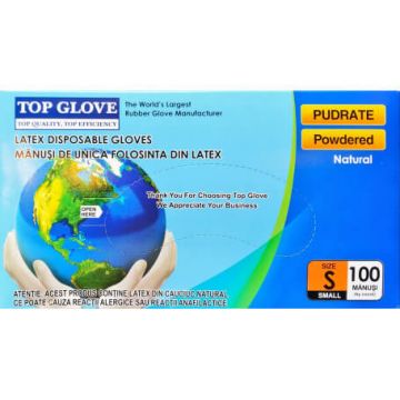 Mănuși Latex Pudrate S x100 buc Top Glove