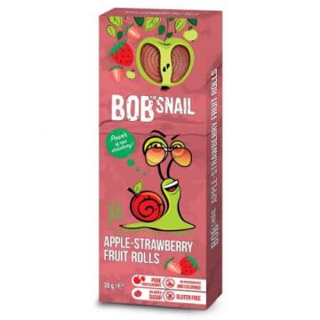 Rulou natural din mere si capsuni, 30 g, Bob Snail