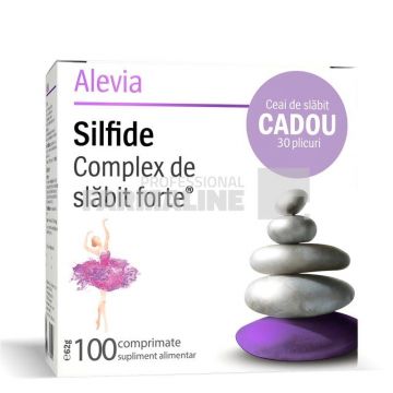 Alevia Pachet Silfide Complex de slabit forte 100 comprimate + Ceai de slabit 30 plicuri Cadou