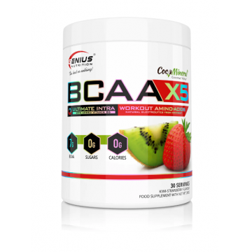 Aminoacizi pudra cu aroma de kiwi si capsuni BCAA-X5, 360g, Genius Nutrition