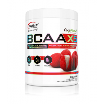 Aminoacizi pudra cu aroma de lychee BCAA-X5, 360g, Genius Nutrition