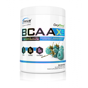 Aminoacizi pudra cu aroma de zmeura albastra BCAA-X5, 360g, Genius Nutrition