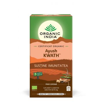 Ceai tulsi ayush Kwath Sistem Imunitar, 25 plicuri, Organic India