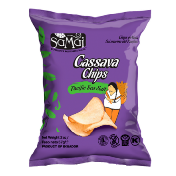 Chips de tapioca cassava cu sare de mare, 57g, Samai